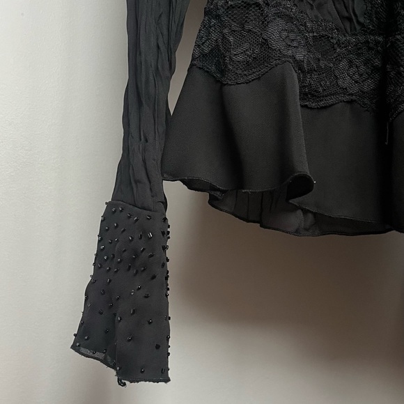 2000s goth sheer lace bead chiffon top - Picture 5 of 5